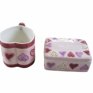 FANNIE MAY CANDY Heart Mug And Trinket Box